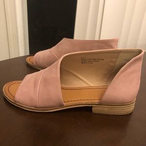 Blush colored open toe cut-out, ankle flat bootie